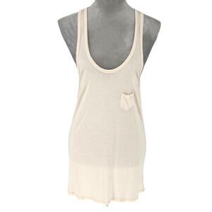 Vivienne Tam Tank Top Womens Medium Beige Racerback T-shirt Pocket Beach